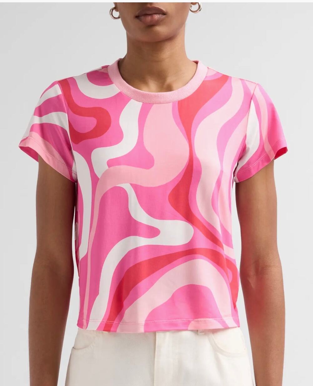 Generation Love Kai Geometric Jersey Tee Shirt in Pink S